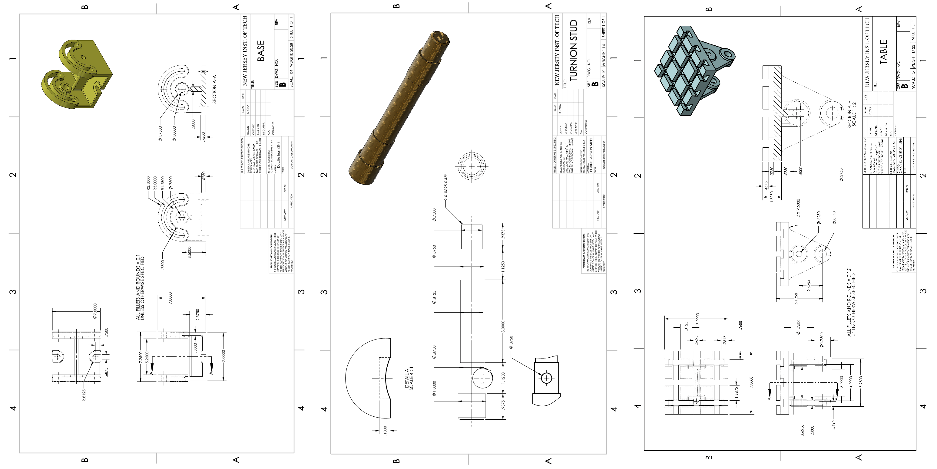 Component and assembly drawings, linked to original CAD design