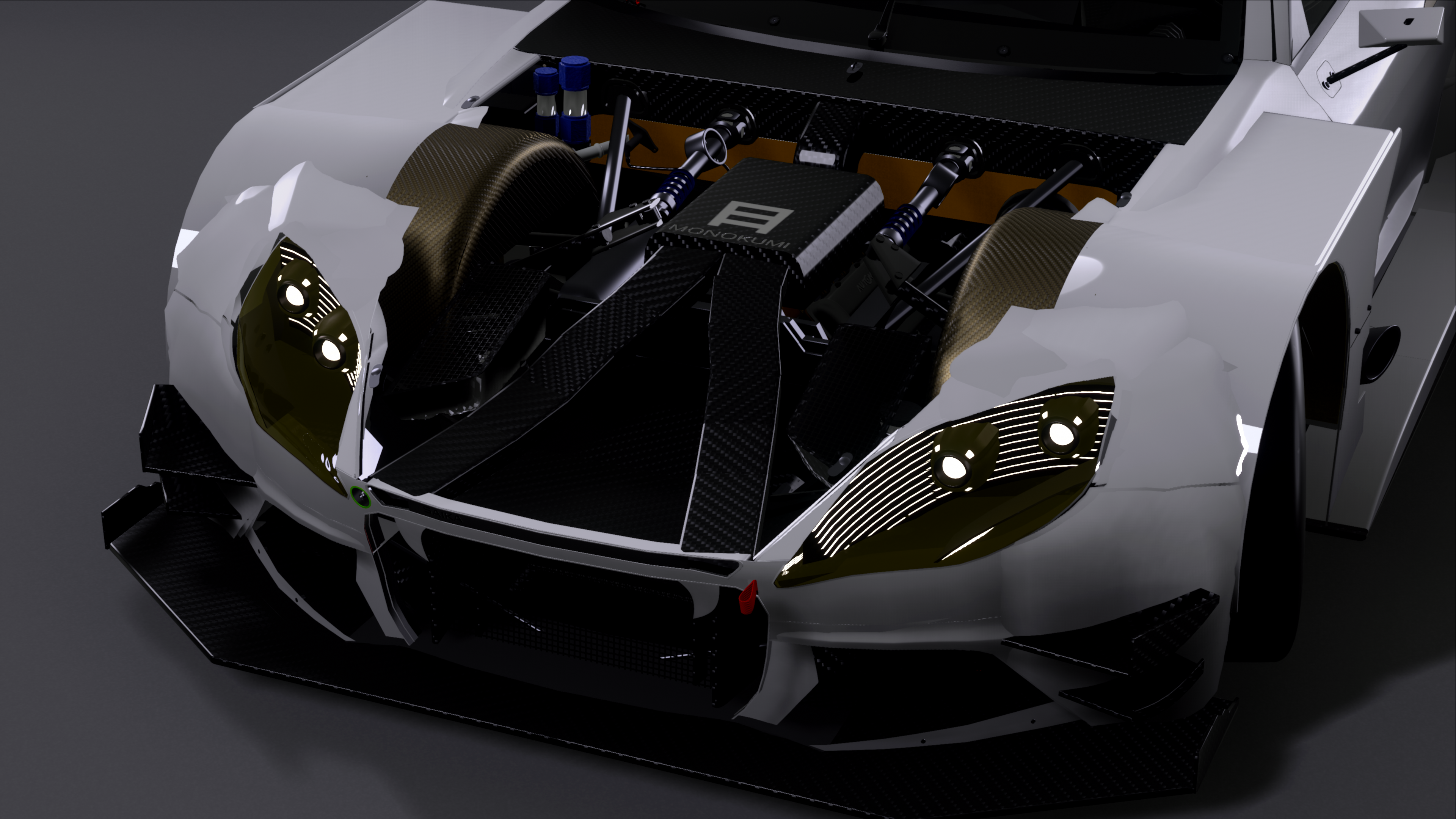 Front view with the hood removed.