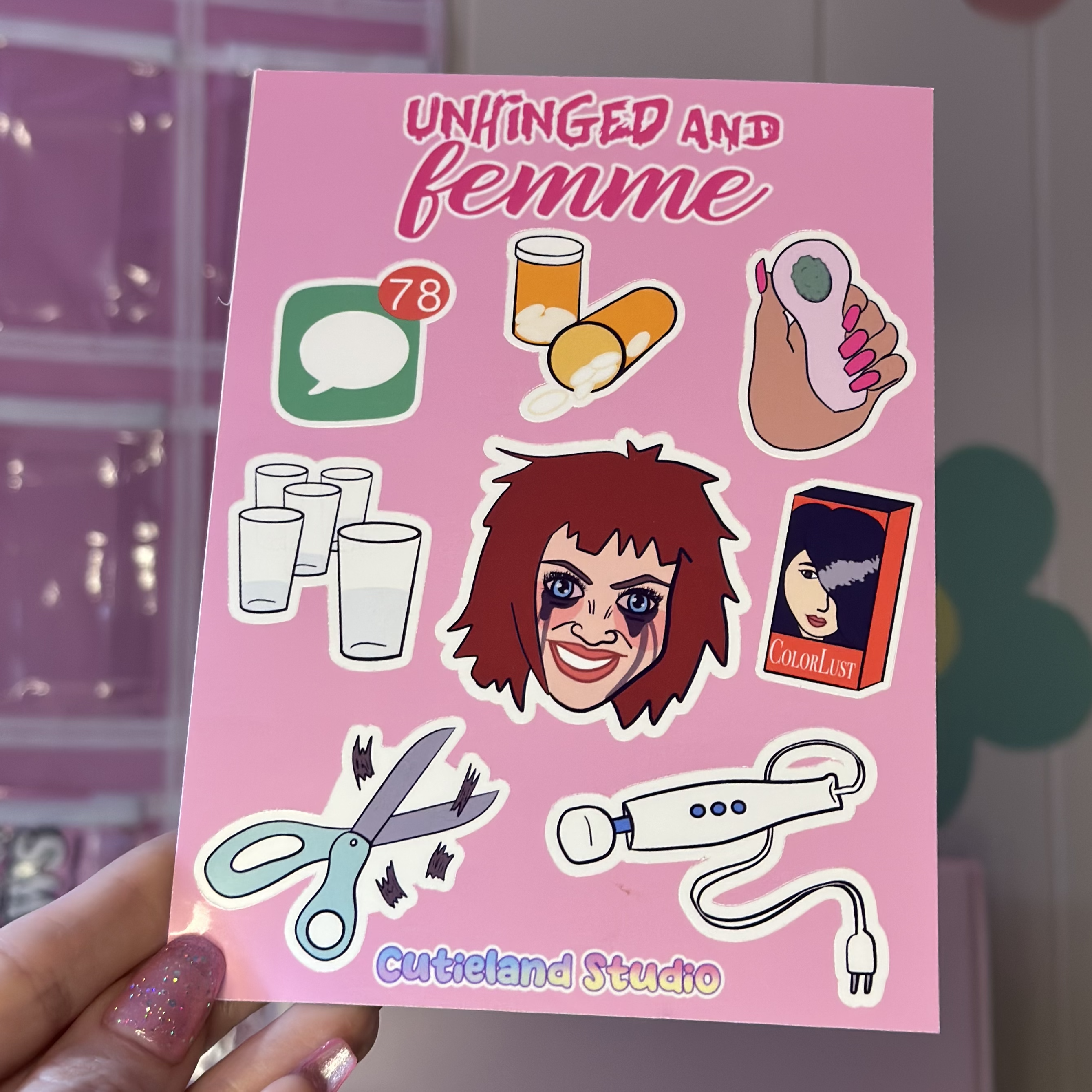 unhinged and femme sticker sheet<br>