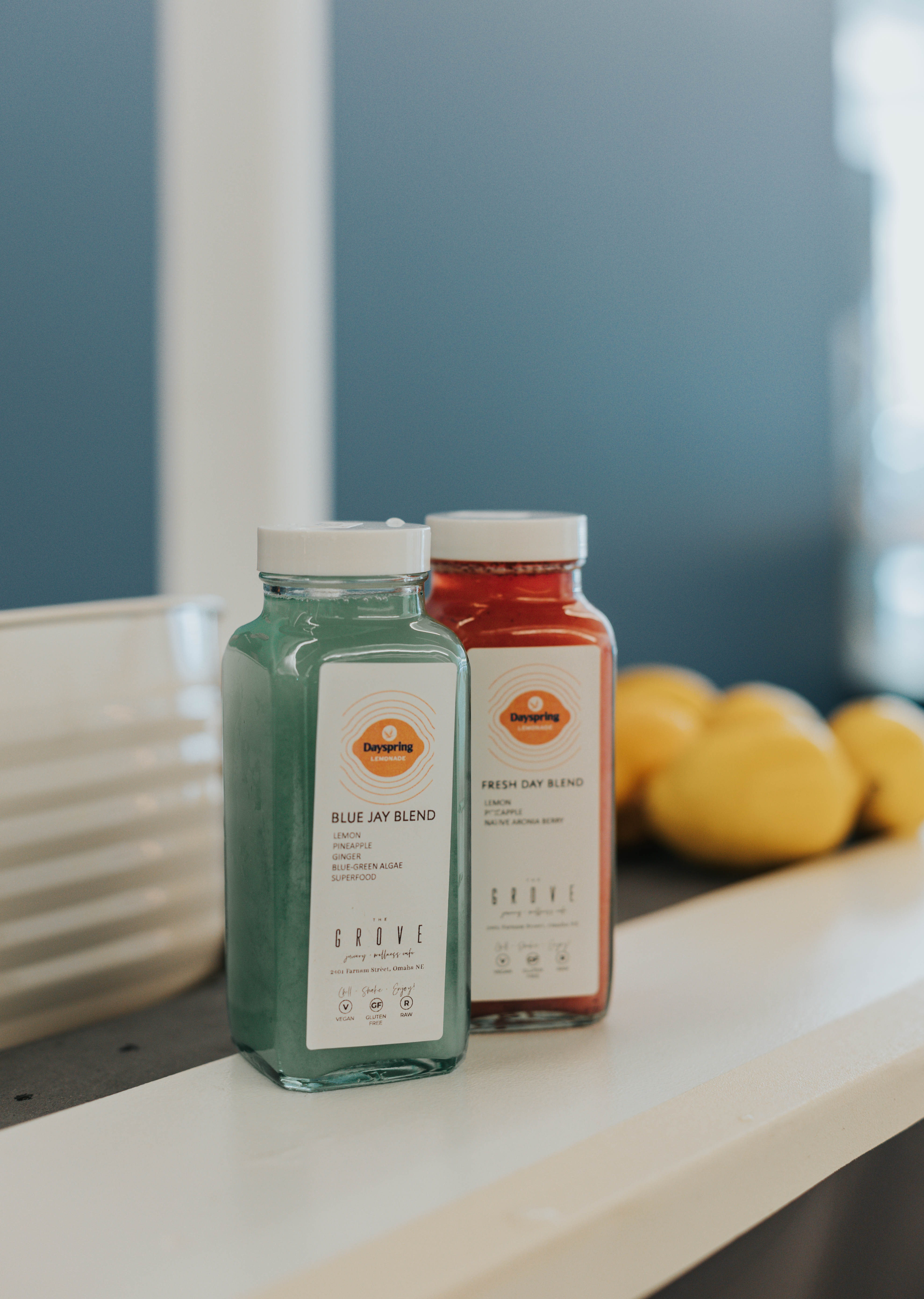 Custom Labels and Flavors - worked in partnership with The Grove Juicery and Wellness Cafe in order to create custom labels and custom drink recipes for this event<br>