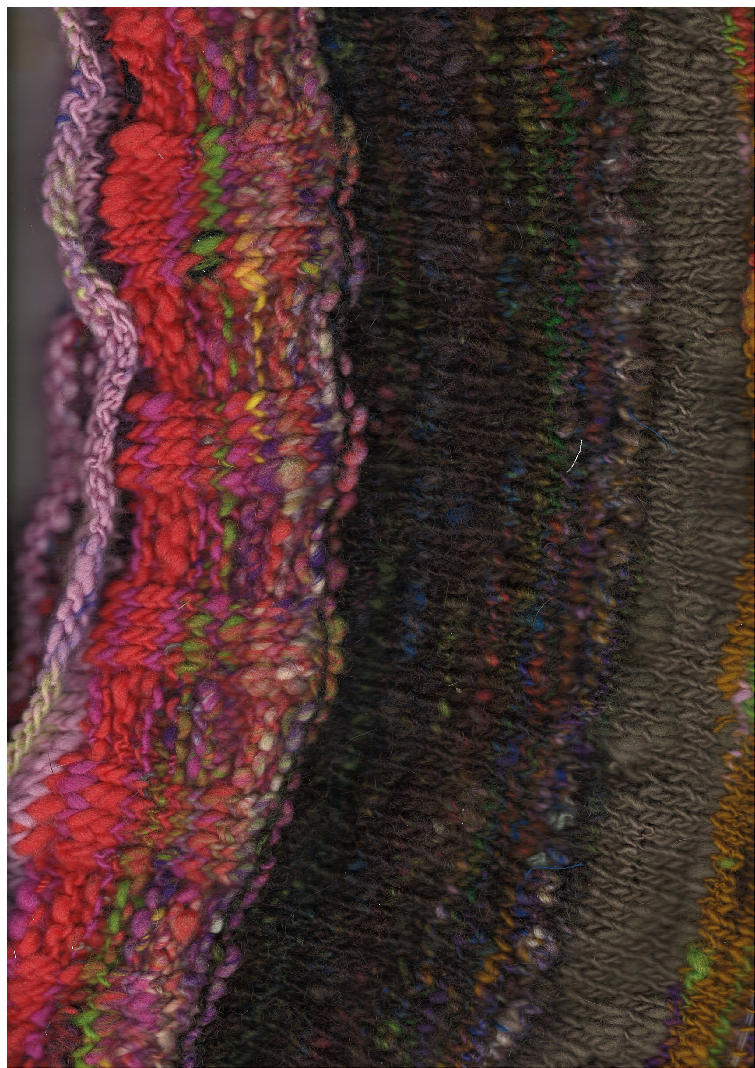 Hand knit various combinations of fibers.