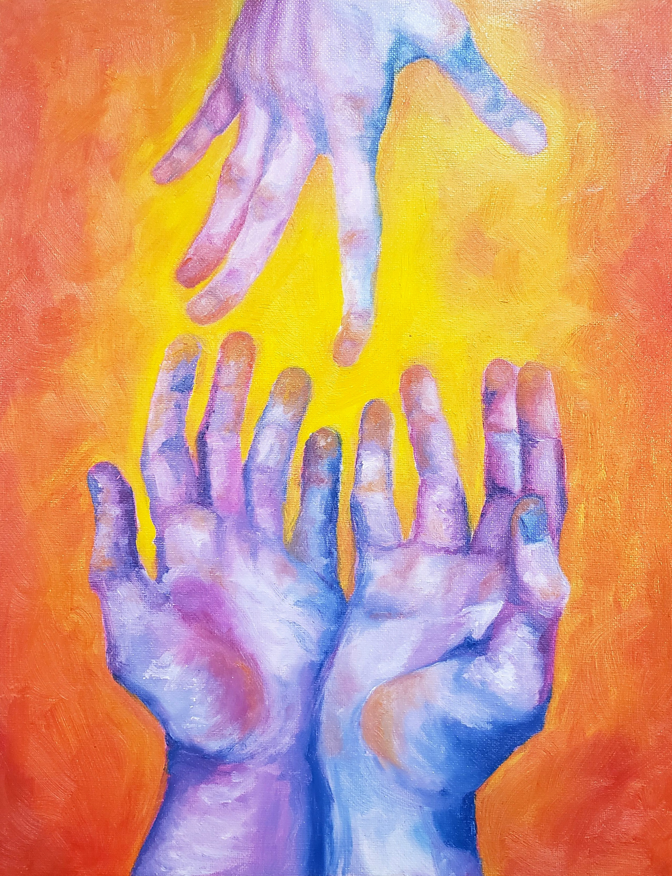 Hands Reaching Out. Oil on Canvas, 2022