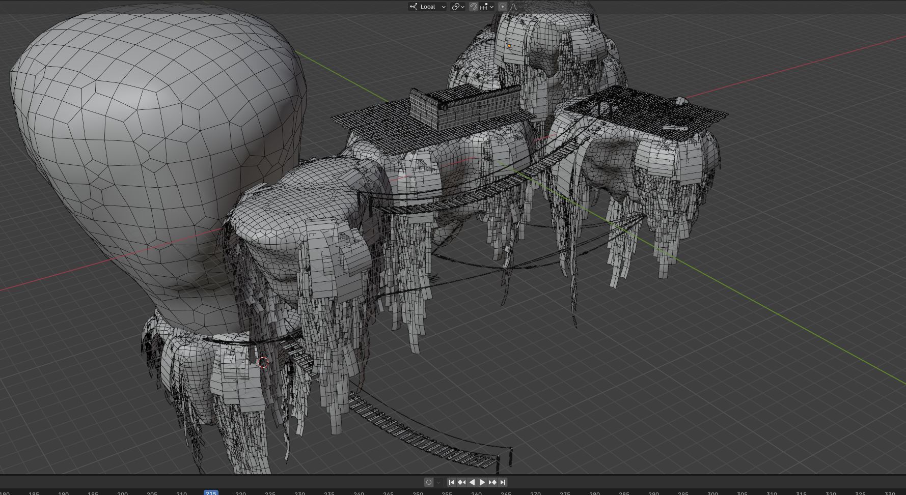 Islands have been remeshed with remesh modifier set to voxel mode