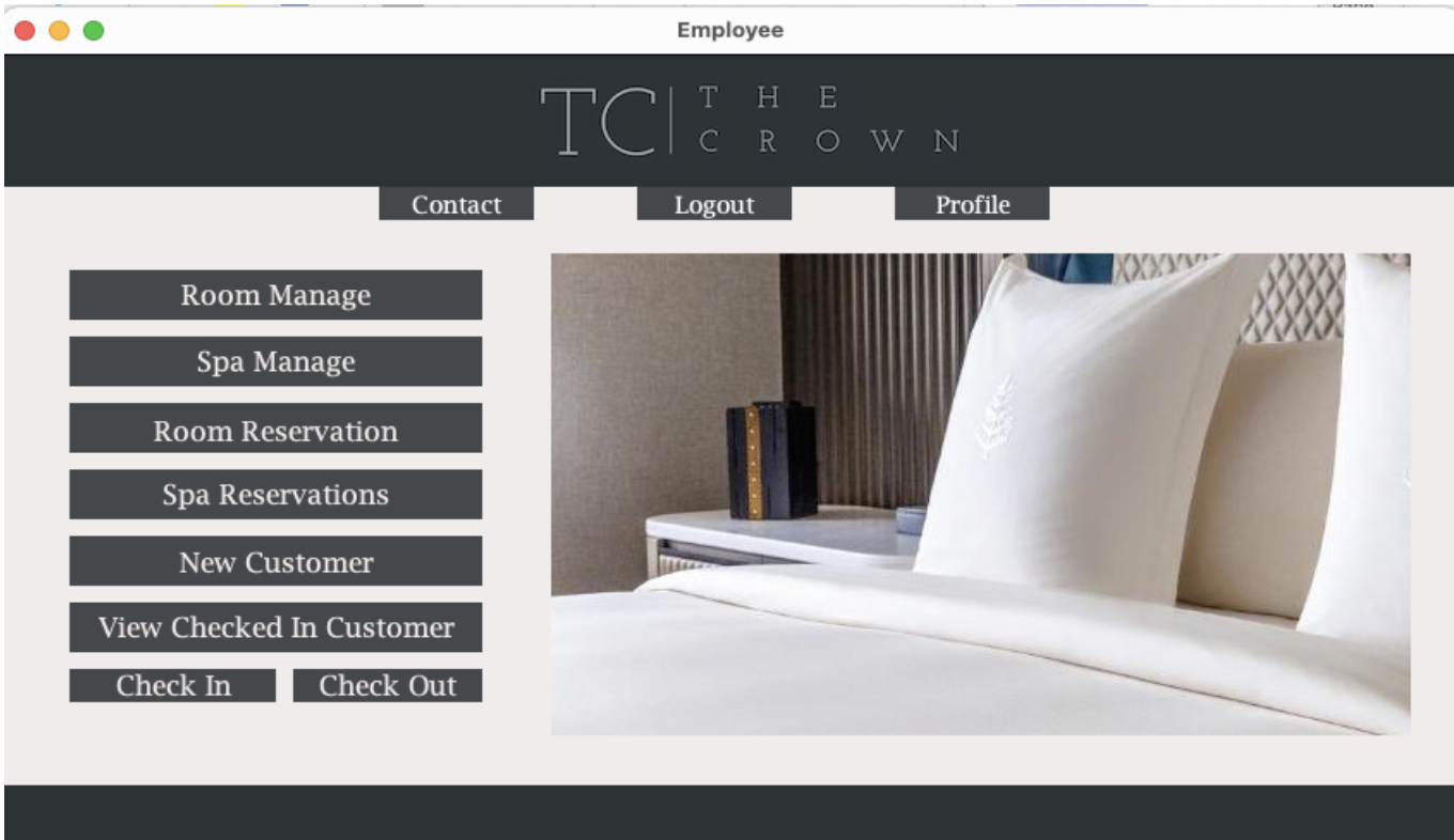Main Page for employees
