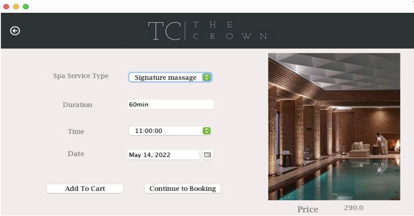 Booking spa service page
