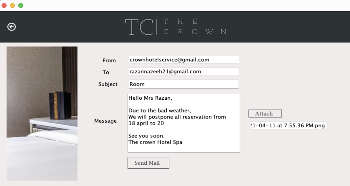 Contact with customer via Email