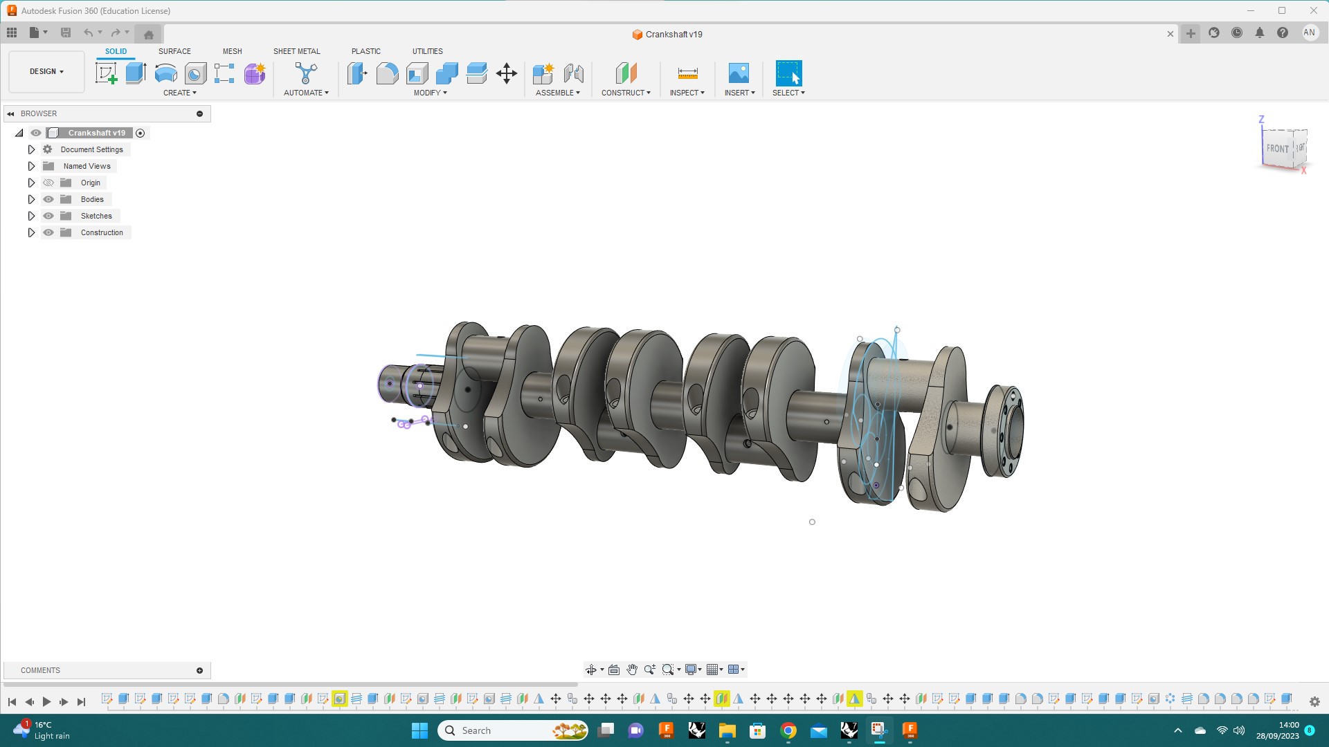 Designed with Fusion360. Client specification was to make an accurate Toyota Supra crankshaft.