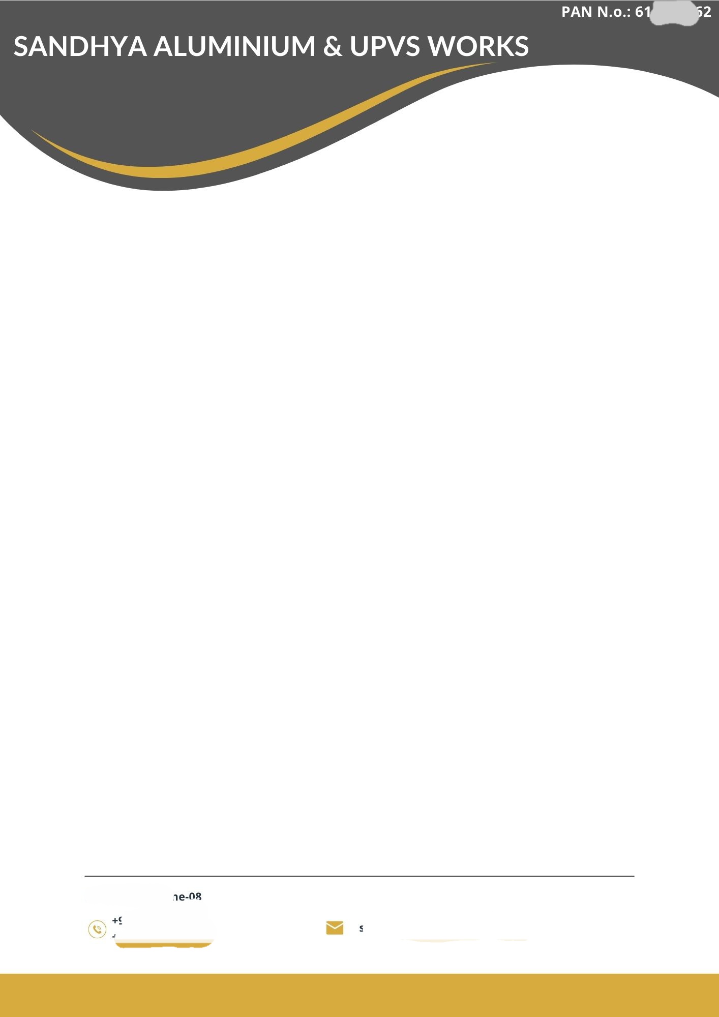 Sandhya aluminium and upvs works letterhead