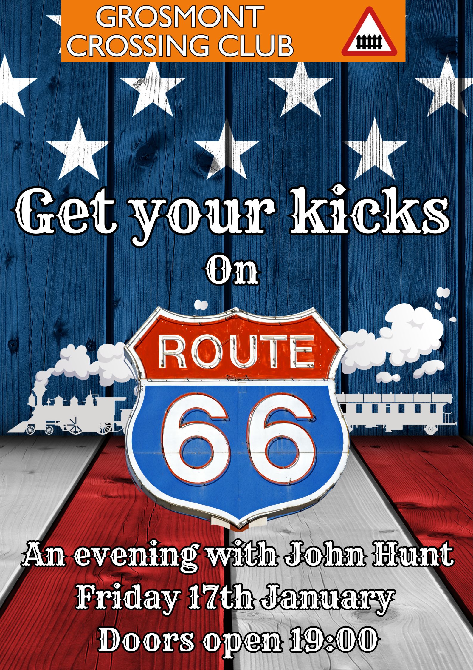 I was asked design a poster on a talk about American Locomotives, and the historic Route 66.