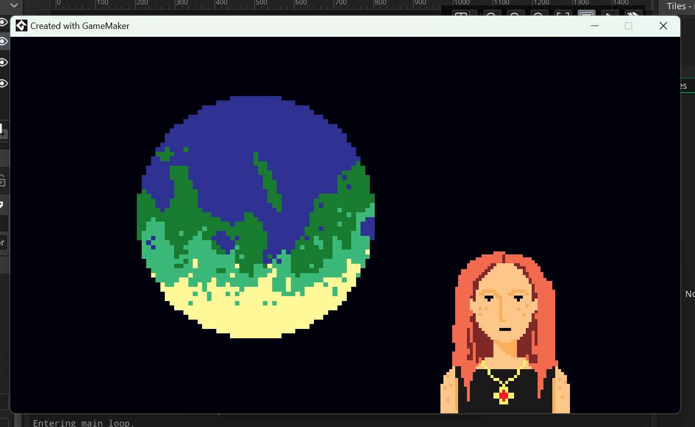 the opening screen. the planet and Jen are both animated, but I