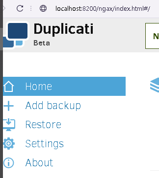 This is the main Duplicati UI